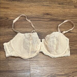 Dobreva Bra Bralette Lace Trim Polka Dot Pink See Through Peachy Keen Size 38C